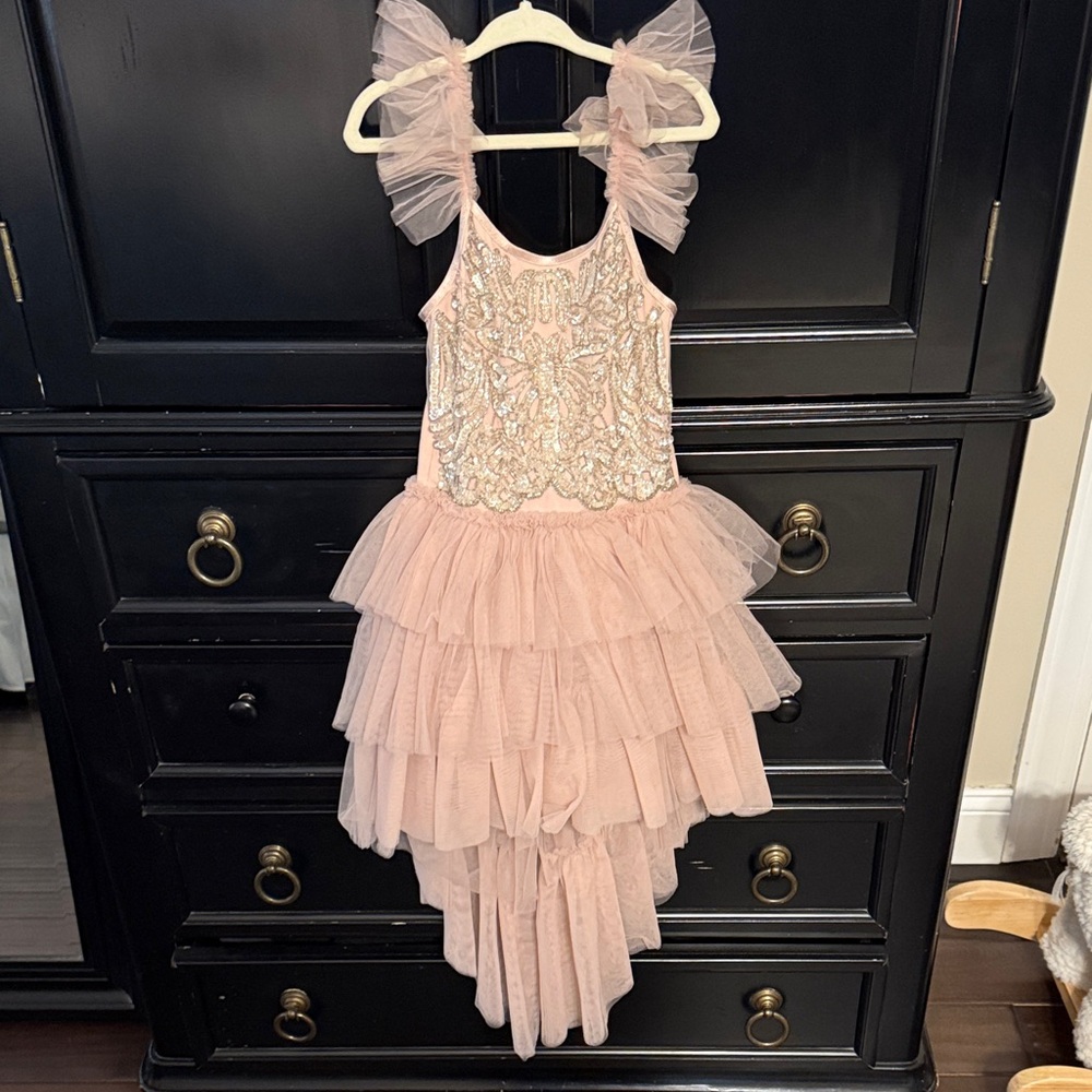 Elegant Pink Ruffled Kids Dress